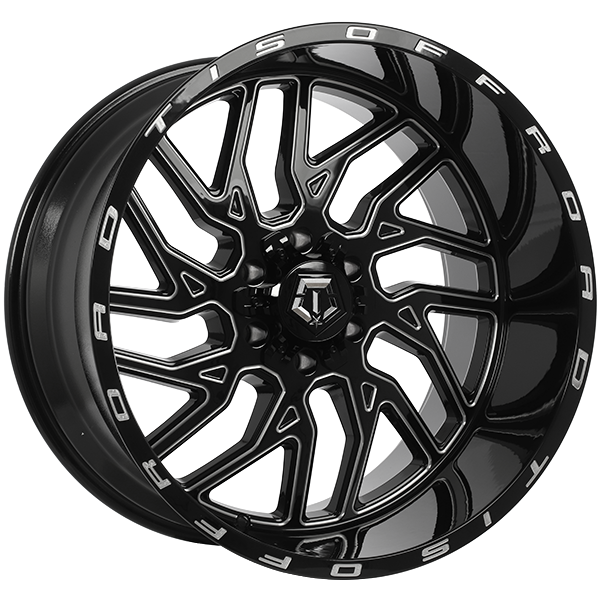 Gloss Black - Milled Edge 22x12.0 6x135/6x139.7 Conical TIS Wheels