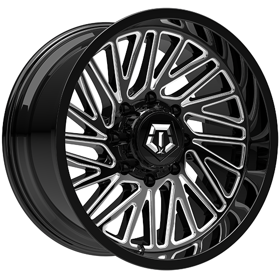 Gloss Black - Milled Edge 22x10.0 8x180 Conical TIS Wheels