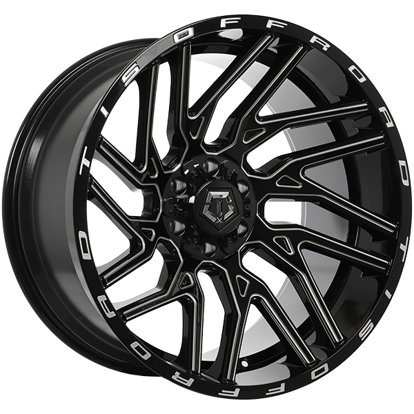 Gloss Black - Milled Edge 22x12.0 6x135/6x139.7 Conical TIS Wheels