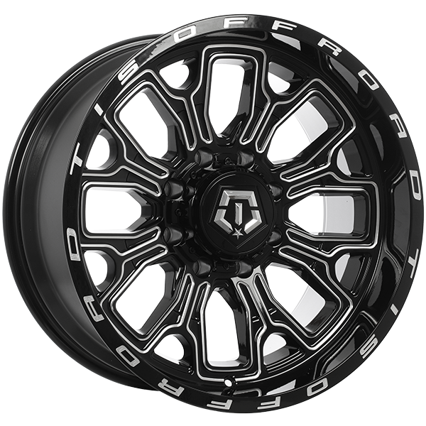 Gloss Black - Milled Edge 20x10.0 8x170 Conical TIS Wheels
