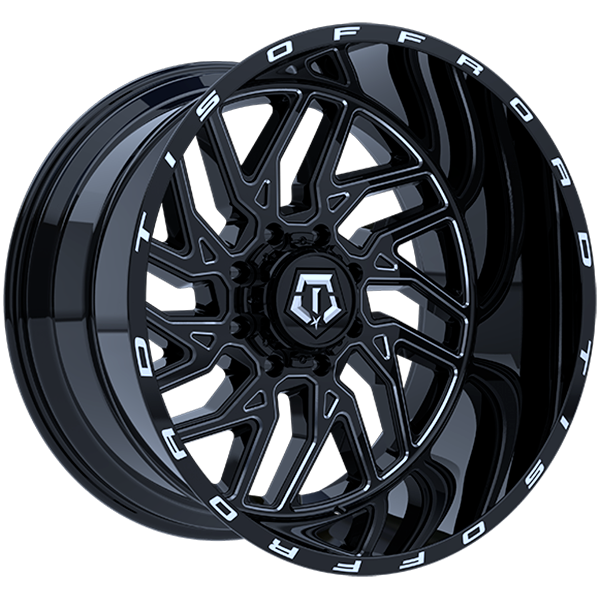 Gloss Black - Milled Edge 22x12.0 5x127/5x139.7 Conical TIS Wheels