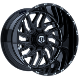 Gloss Black - Milled Edge 22x12.0 5x127/5x139.7 Conical TIS Wheels