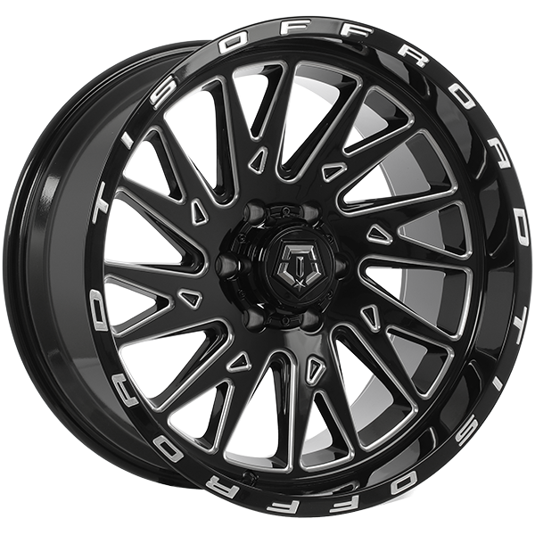Gloss Black - Milled Edge 22x12.0 6x135 Conical TIS Wheels