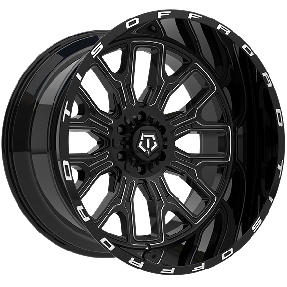 Gloss Black - Milled Edge 22x12.0 8x165.1 Conical TIS Wheels