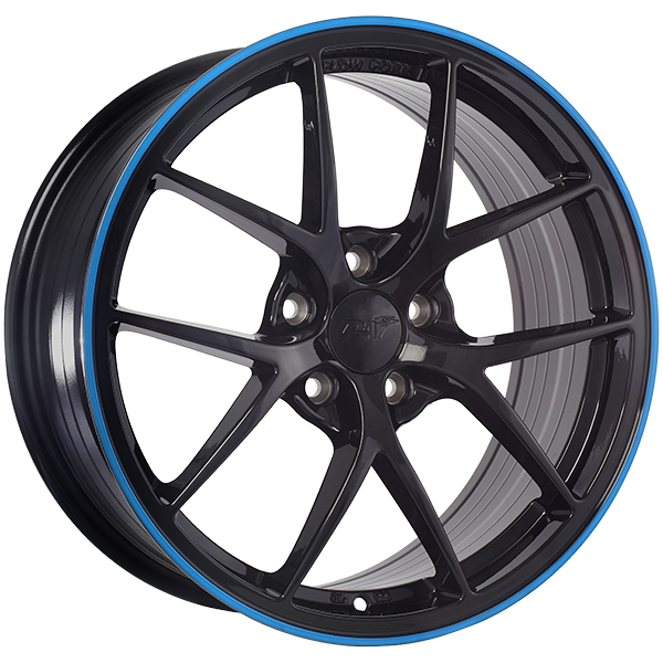Gloss Black - Blue Line 17x7.5 5x114.3 Conical DAI Wheels