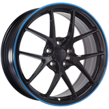 Gloss Black - Blue Line 17x7.5 5x114.3 Conical DAI Wheels