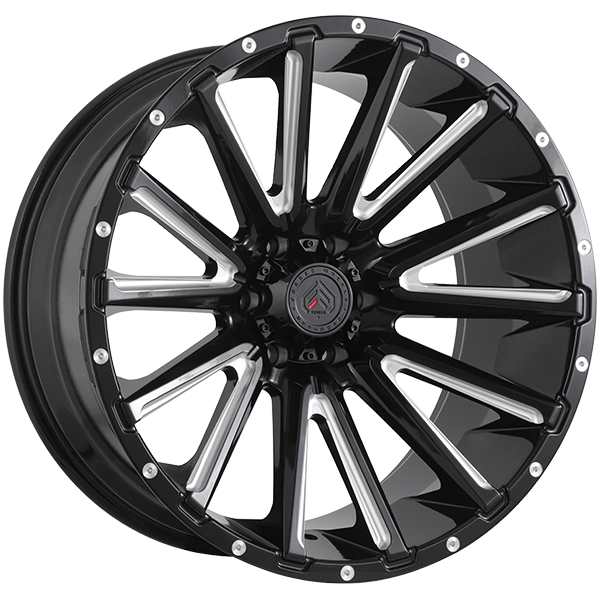 Gloss Black - Milled Edge 22x10.0 6x139.7 Conical Forged Wheels