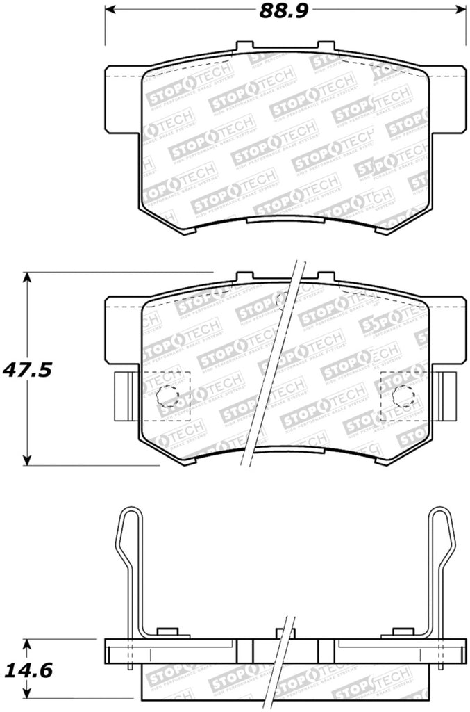 StopTech Sport Performance 97-02 Honda Accord Rear Brake Pads