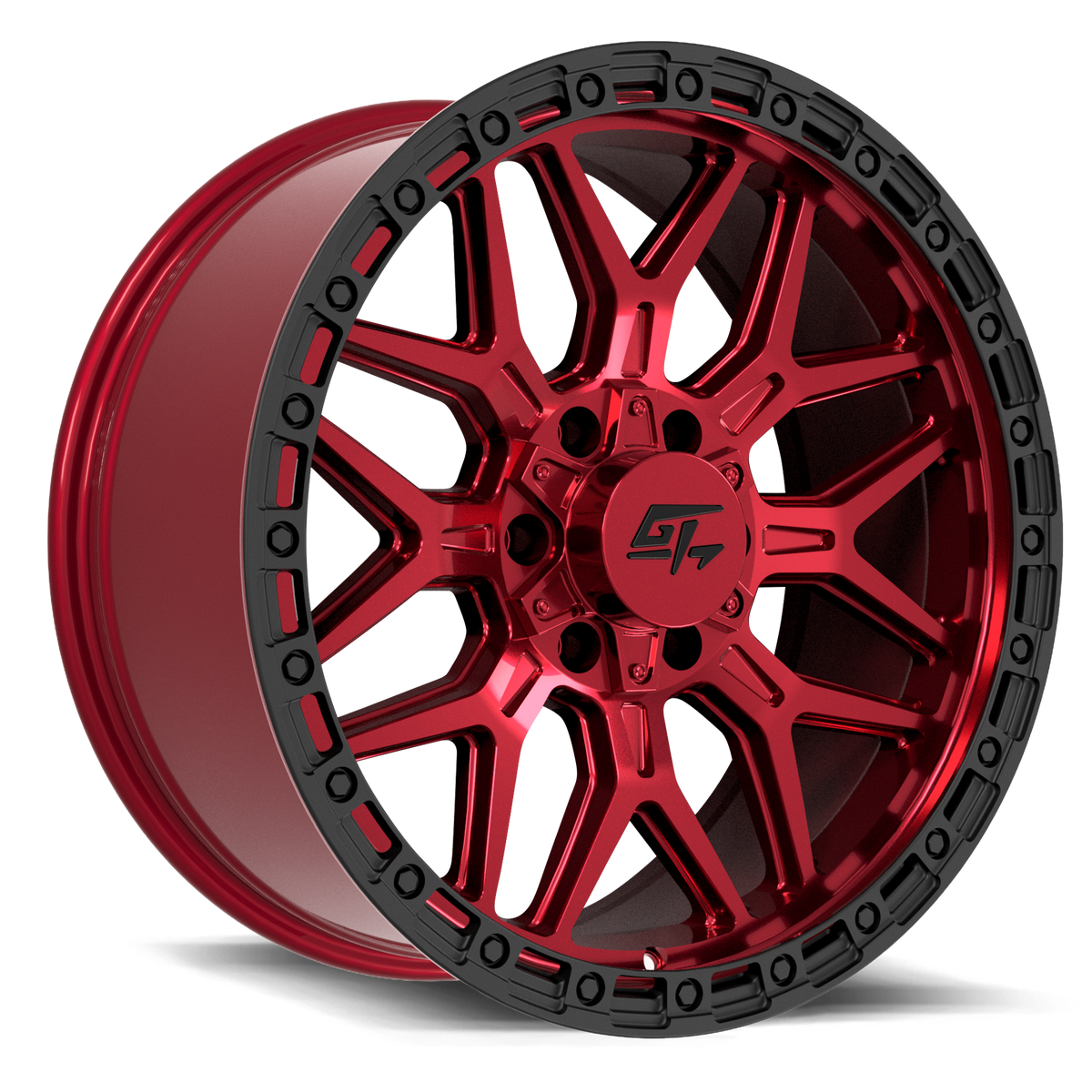 Revolt 17x9 5x127 / 5x139.7 +12 Red Anodized with Black Ring