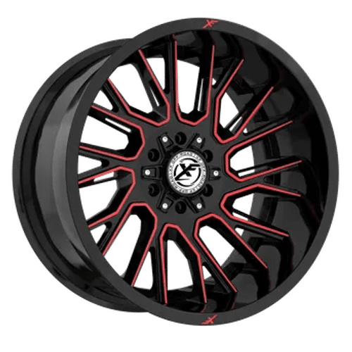 XF OFFROAD Black Machined Red XF-230 22x10 5x127/5x139.7 Wheels