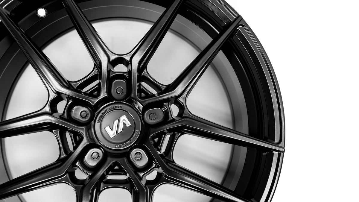 19x8.5 Semi-Gloss Black Cold Forged Collection HELIUM Variant Forged Alloy Wheels