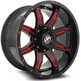 XF OFFROAD Gloss Black Red Millng XF-215 20x10 5x127/5x139.7 Wheels