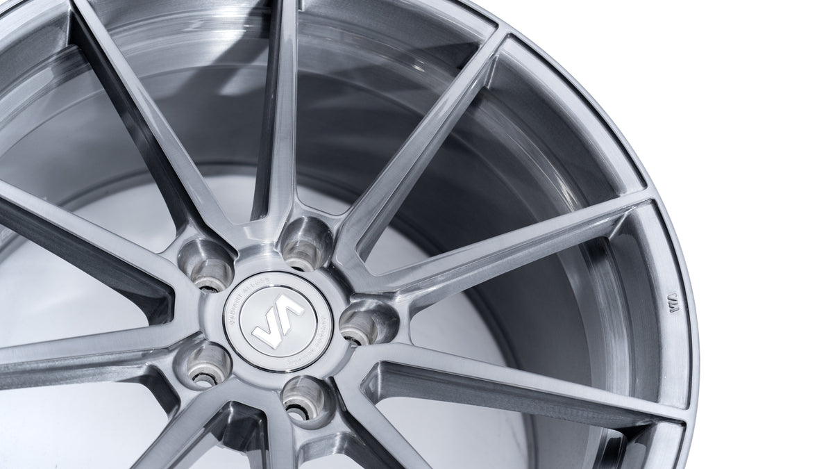 20x10 Brushed Titanium Cold Forged Collection ARGON Variant Forged Alloy Wheels