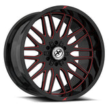 XF OFFROAD Gloss Black Milled Red XF-240 17x9 5x127/5x139.7 Wheels