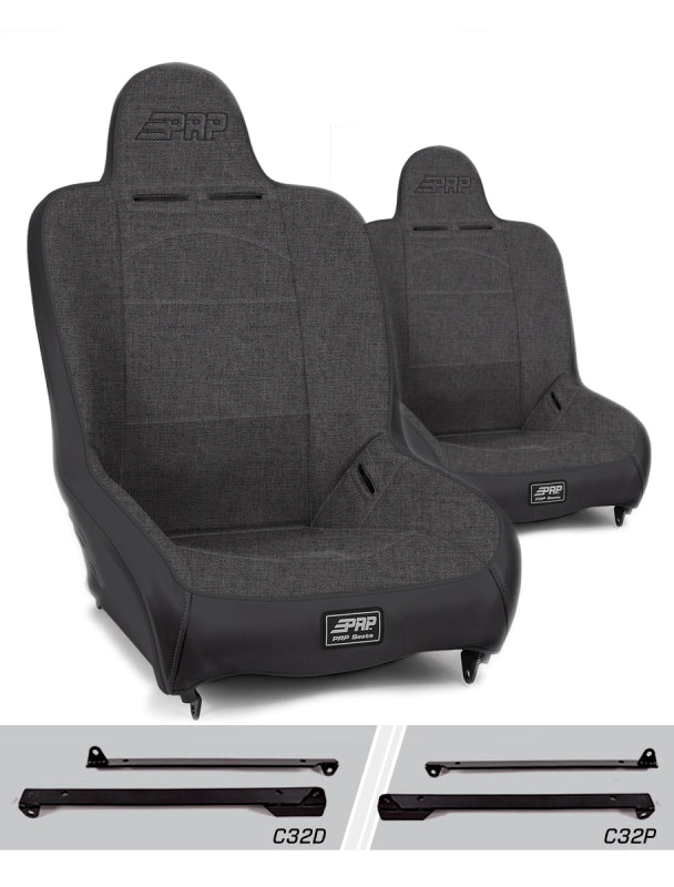 PRP Jeep Wrangler CJ7/YJ Premier High Back Suspension Seats Kit (Pair) - Gray