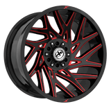 XF OFFROAD Gloss Black Milled Red XF-229 20x10 8x165.1/8x180 Wheels