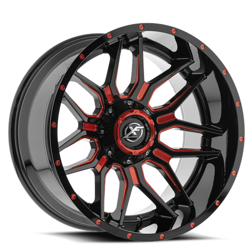 XF OFFROAD Gloss Black Red Milling XF-222 20x10 6x135/6x139.7 Wheels