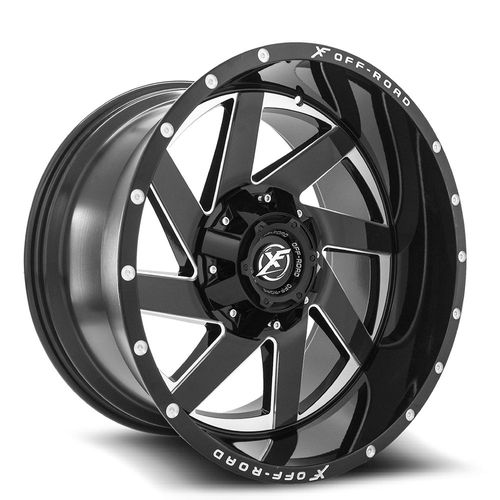 XF OFFROAD Gloss Black Milled XF-205 20x9 6x135/6x139.7 Wheels