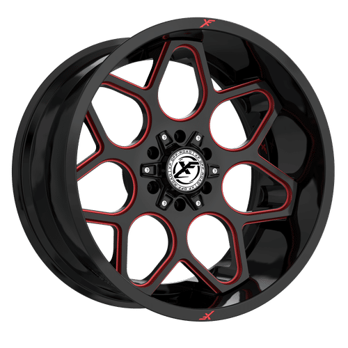 XF OFFROAD Gloss Black Milled Red XF-233 20x10 8x165.1/8x170 Wheels