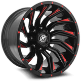 XF OFFROAD Gloss Black Milled Red XF-224 20x10 5x139.7/5x150 Wheels