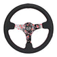 NRG Reinforced Steering Wheel (350mm/3in.) Hydro Dipped Sakura Floral w/ Pink Suede Black Stitch