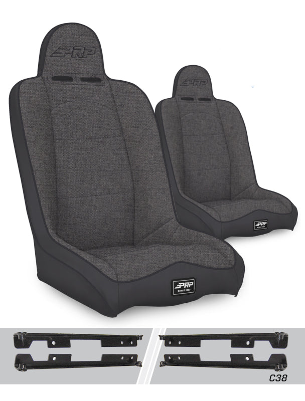 PRP Jeep Wrangler JK/JKU Daily Driver High Back Suspension Seats Kit (Pair) - Gray