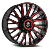 XF OFFROAD GLOSS BLACK RED MILLED XF-226  20x10 8x165.1/8x170 Wheels