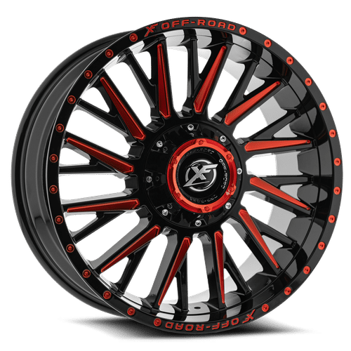 XF OFFROAD GLOSS BLACK RED MILLED XF-226  20x10 5x127/5x139.7 Wheels