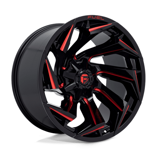 Fuel GLOSS BLACK MILLED WITH RED TINT D755 22x12 8x165.1 Wheels