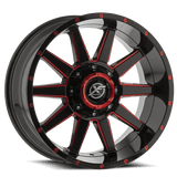 XF OFFROAD Black Milled Red XF-219 20x10 6x135/6x139.7 Wheels