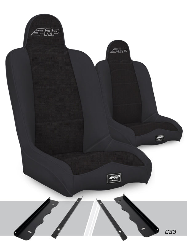 PRP 95-01 Jeep Cherokee XJ Daily Driver High Back Suspension Seats Kit (Pair) - Black
