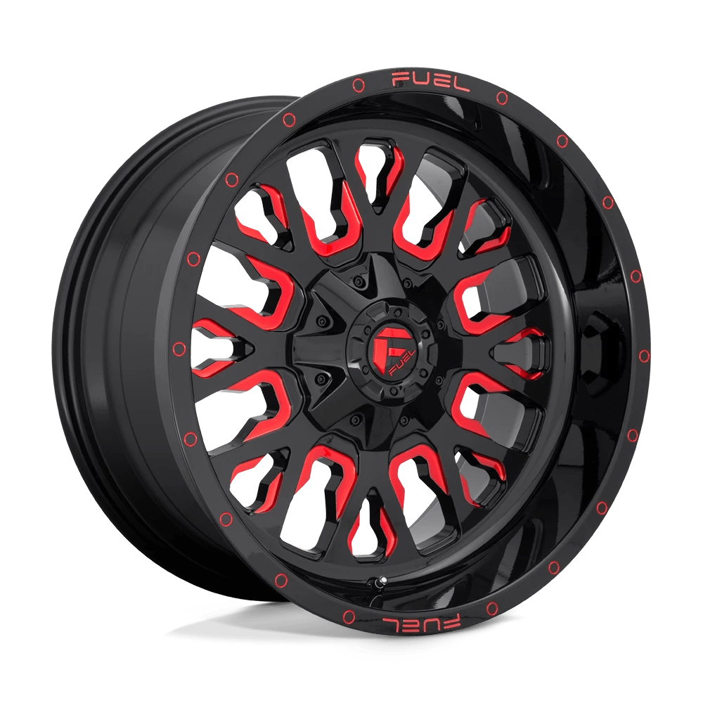 FUEL D612 STROKE 20x10 8x170 -18 GLOSS BLACK RED TINTED CLEAR