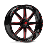 FUEL D650 MAVERICK UTV 20x7 4x156 13 GLOSS BLACK MILLED WITH RED TINT