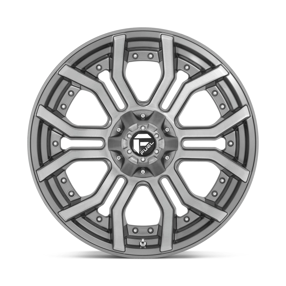 FUEL D713 RAGE PLATINUM 24x12 8x180 -44 BRUSHED GUN METAL TINTED CLEAR