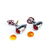 Bikers Choice 1 7/16 Inch Dia Chrome Mini Bullet Marker Light Dual Filament Amber Lens Pr Universal