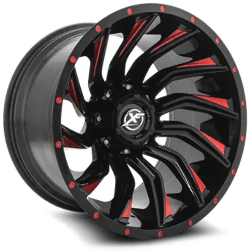 XF OFFROAD Gloss Black Milled Red XF-224 20x10 8x180/8x165.1 Wheels