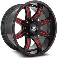 XF OFFROAD Gloss Black Milled Red XF-215 20x10 8x165.1/8x180 Wheels