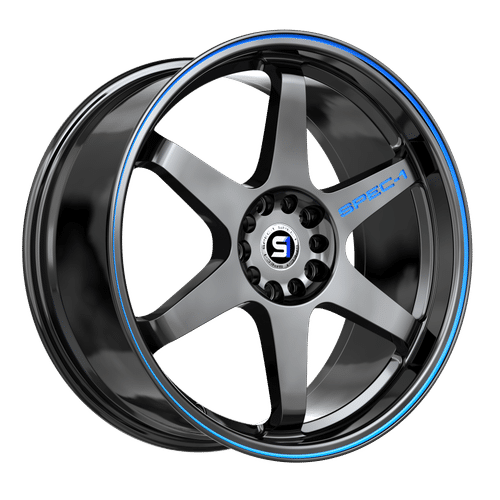 SPEC-1 RACING Gloss Black / Blue Line SPT-33GBBL 17x8 5x105/5x114.3 Wheels