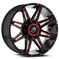 XF OFFROAD Gloss Black Milled Red XF-220 20x10 8x165.1 Wheels