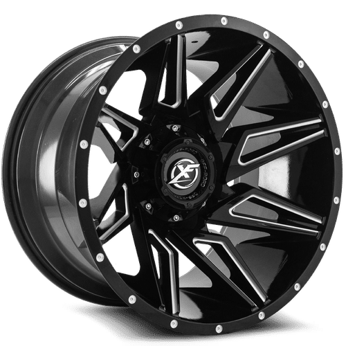 XF OFFROAD Gloss Black Milled XF-218 20x10 8x165.1/8x170 Wheels