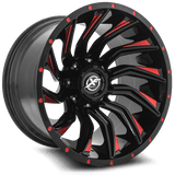 XF-224 20x9 8x165.1/8x170 12 Gloss Black Milled Red