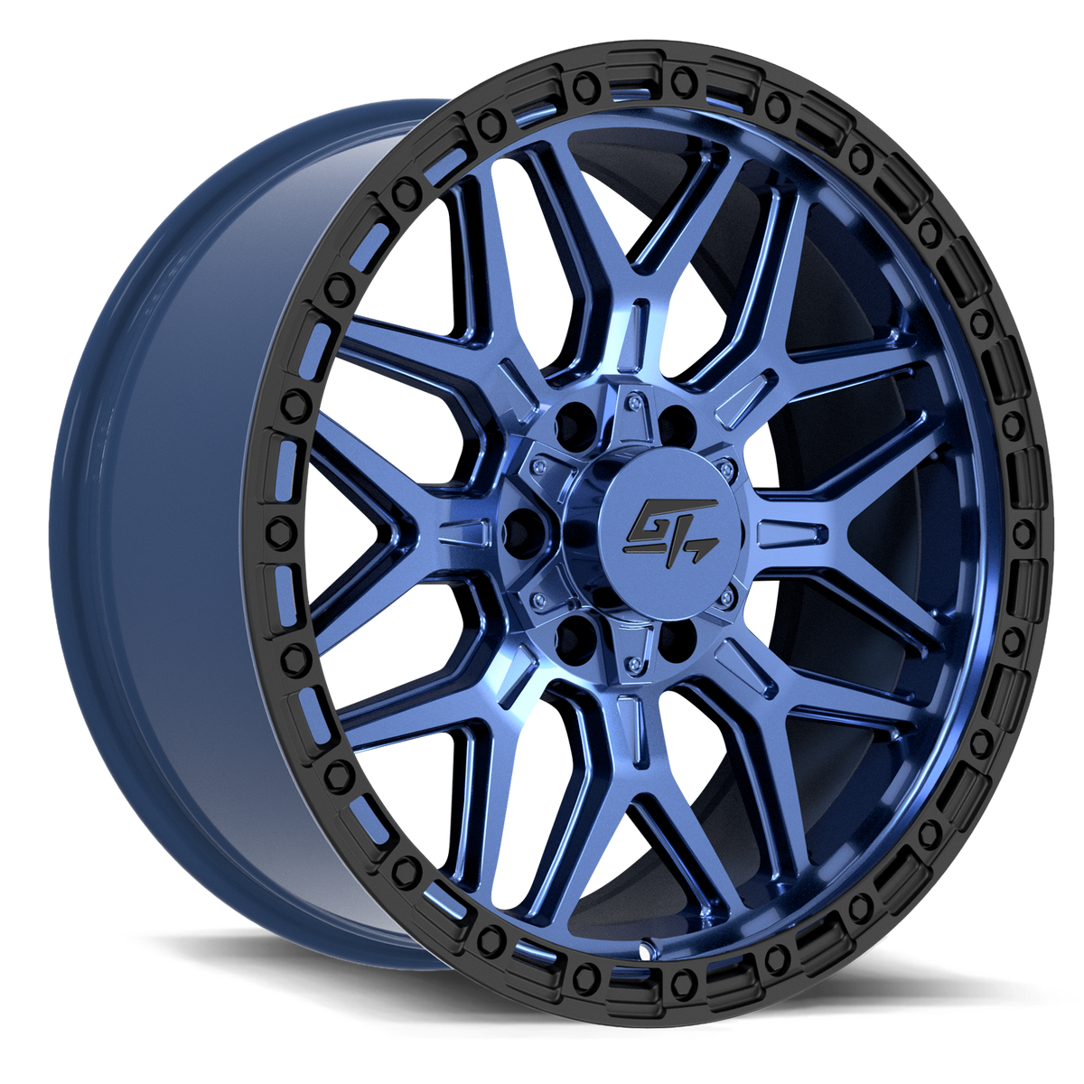 Revolt 17x9 6x135 / 6x139.7 +12 Midnight Blue with Black Ring