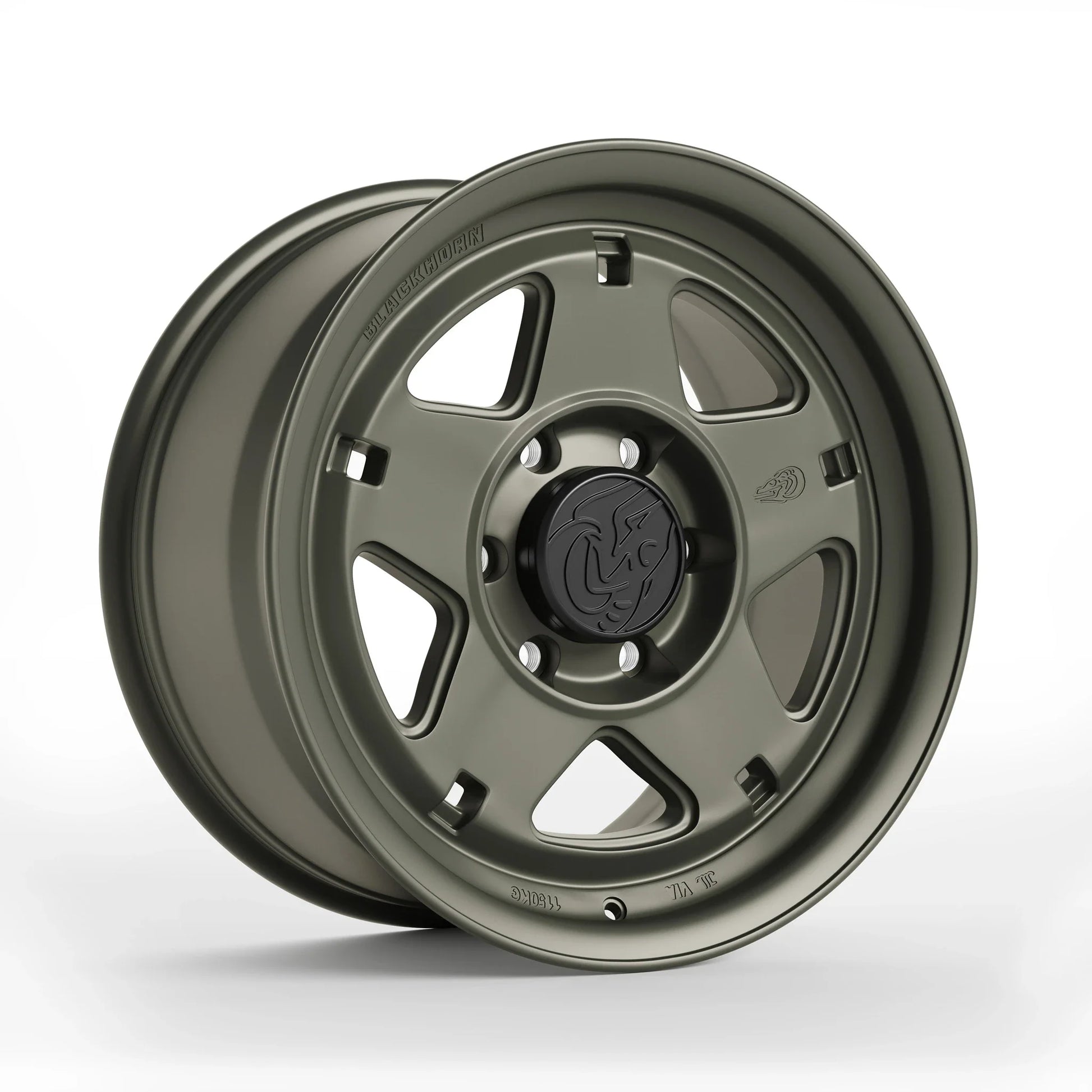 Corner View of Blackhorn Offroad NS5 in ODG or Olive Drab Green in 17x8.5