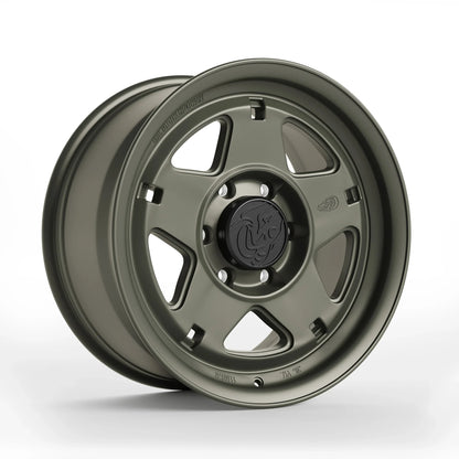 Corner View of Blackhorn Offroad NS5 in ODG or Olive Drab Green in 17x8.5