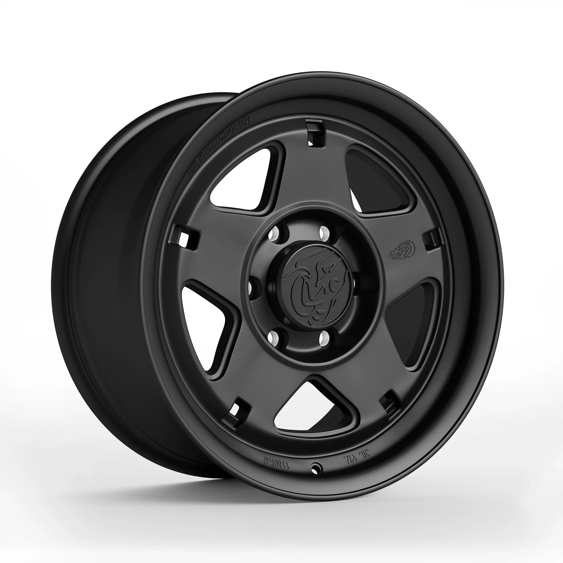 Corner View of Blackhorn Offroad NS5 in Obsidian or Matte Black in 17x8.5