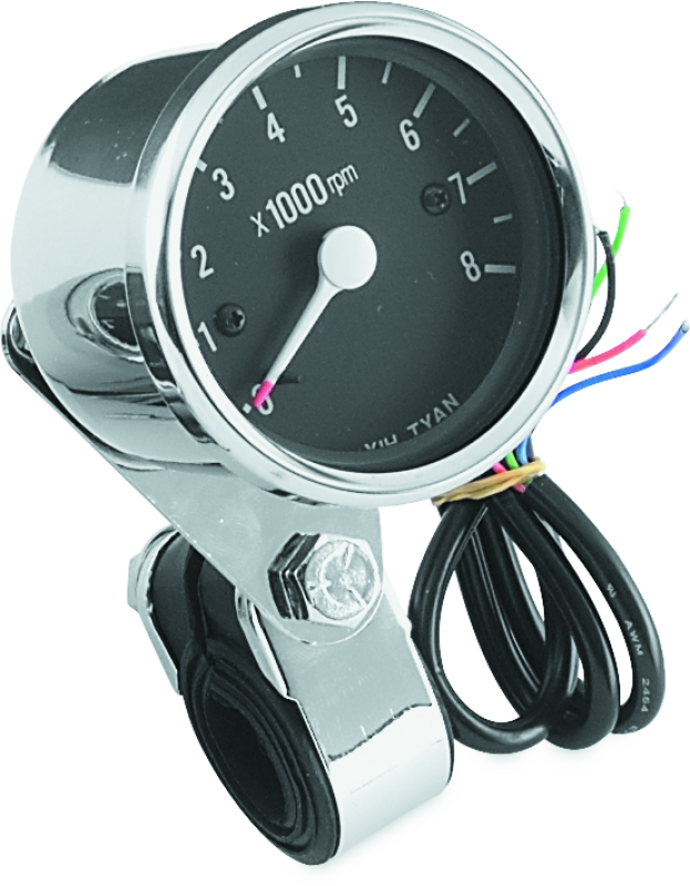 Bikers Choice Big Twin & XL Electronic Mini Tachometer 8000 RPM Black Face 2 1/2 Inch