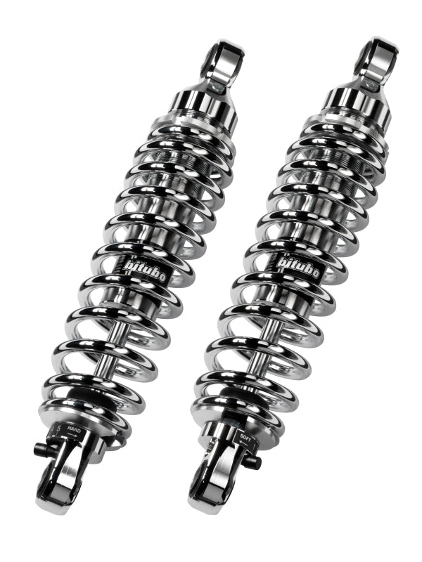 Bitubo WME0 Twinshocks Adjustable: Spring Preload, Rebound, Length 380mm, Chrome Edition