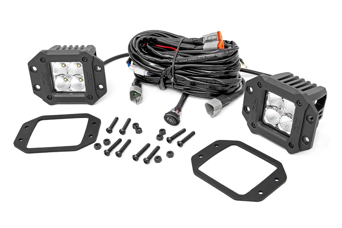 Chrome Series LED Light Pair | 2 Inch | Flush Mount | Amber DRL