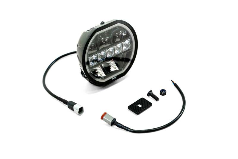 DV8 Offroad 7in Halo Elite Round Light w/ Accent Halo - White/Amber