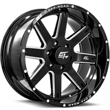 GT OFFROAD Gloss Black Milled Invasion Gloss Black Milled 20x9 5x127 Wheels